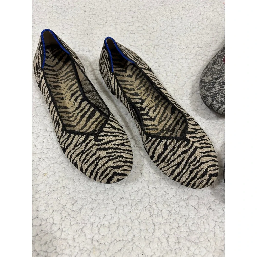 Rothys Womens 12 Zebra Floral Print Ballet Flats The Flat 2 Pair Bundle Wash